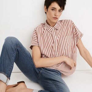Madewell Rust Button-Up Stripe Daily Shirt